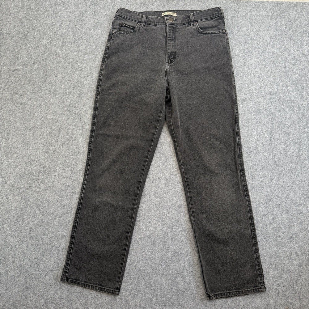Lee Relaxed Straight Leg Dark Gray Black Jeans Men's 34x32 99% Cotton Stretch